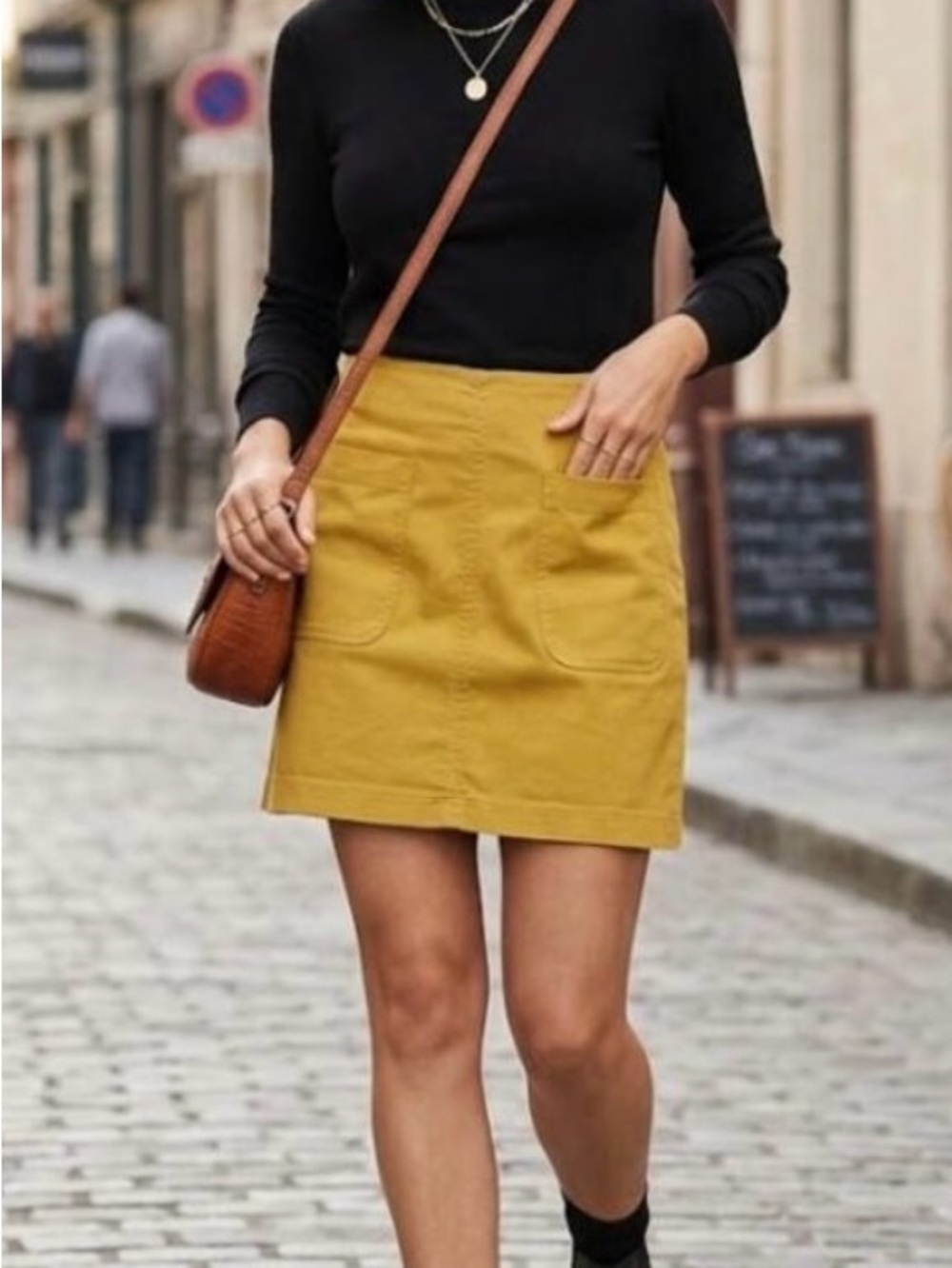 Maeve Bright Yellow Pocket Mini Skirt